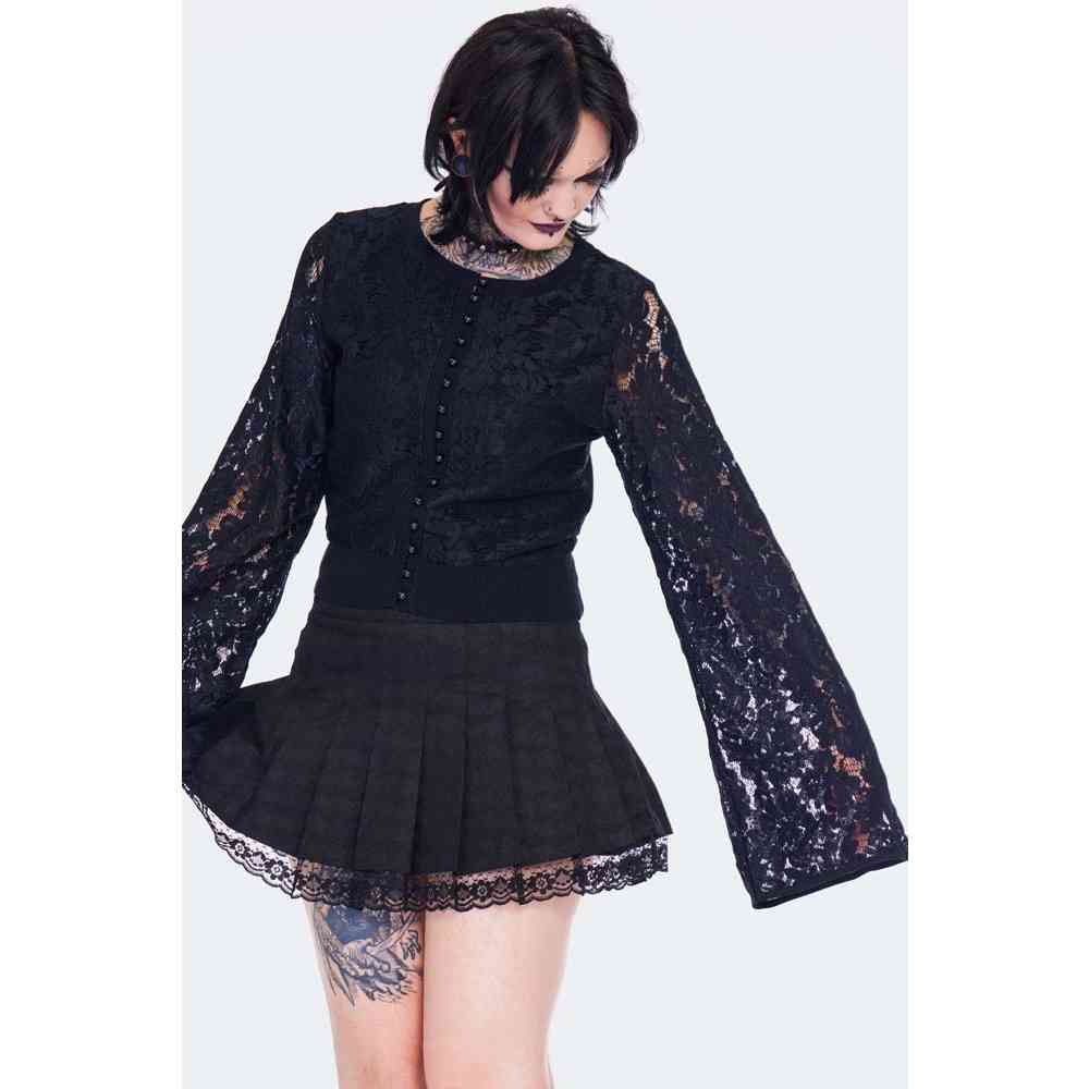 Jawbreaker - Lace Flare Sleeve Cardigan - Noir